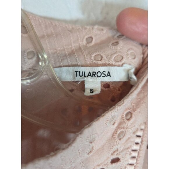 Women's Tularosa Blush Pink Eyelet Ruffle Long Sleeve 100% Cotton Small - Picture 2 of 4